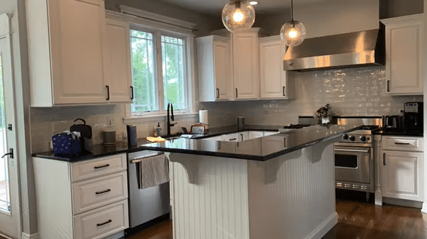 maple cabinets painted white