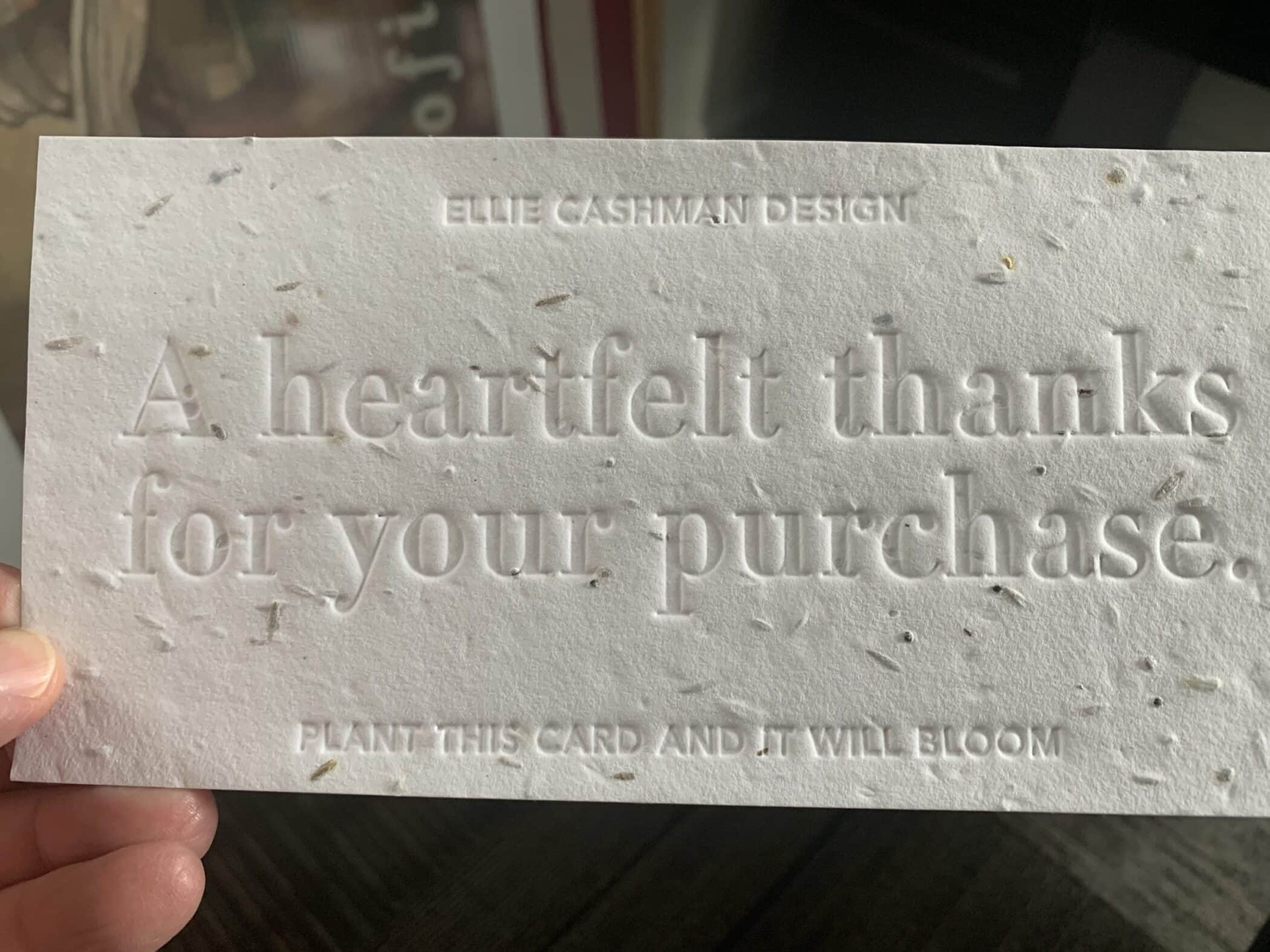 Ellie Cashman Design thanks for your purchase card