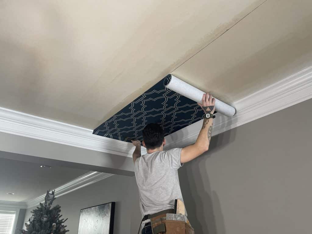 applying wallpaper to ceiling