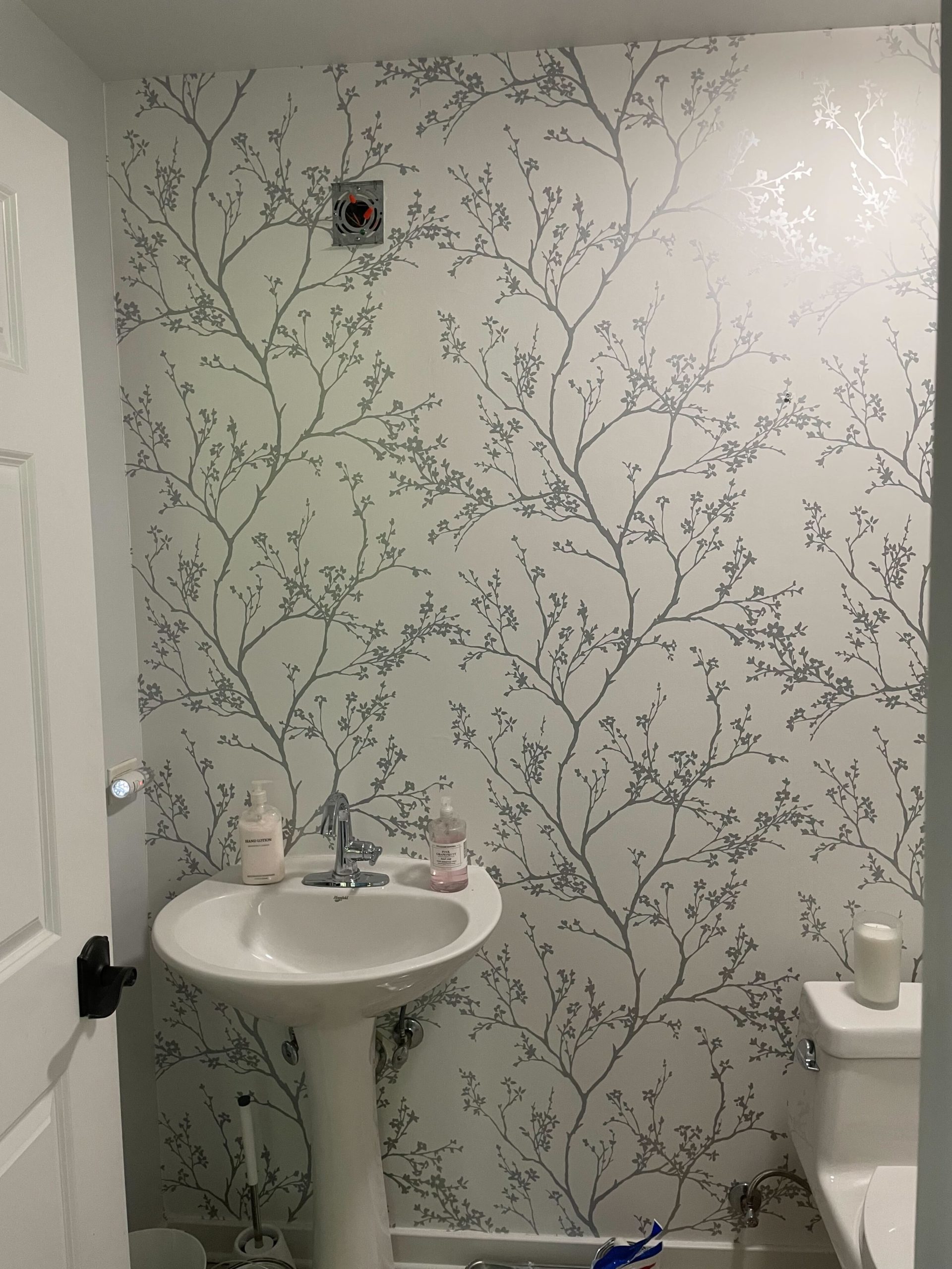 bathroom wallpaper accent wall