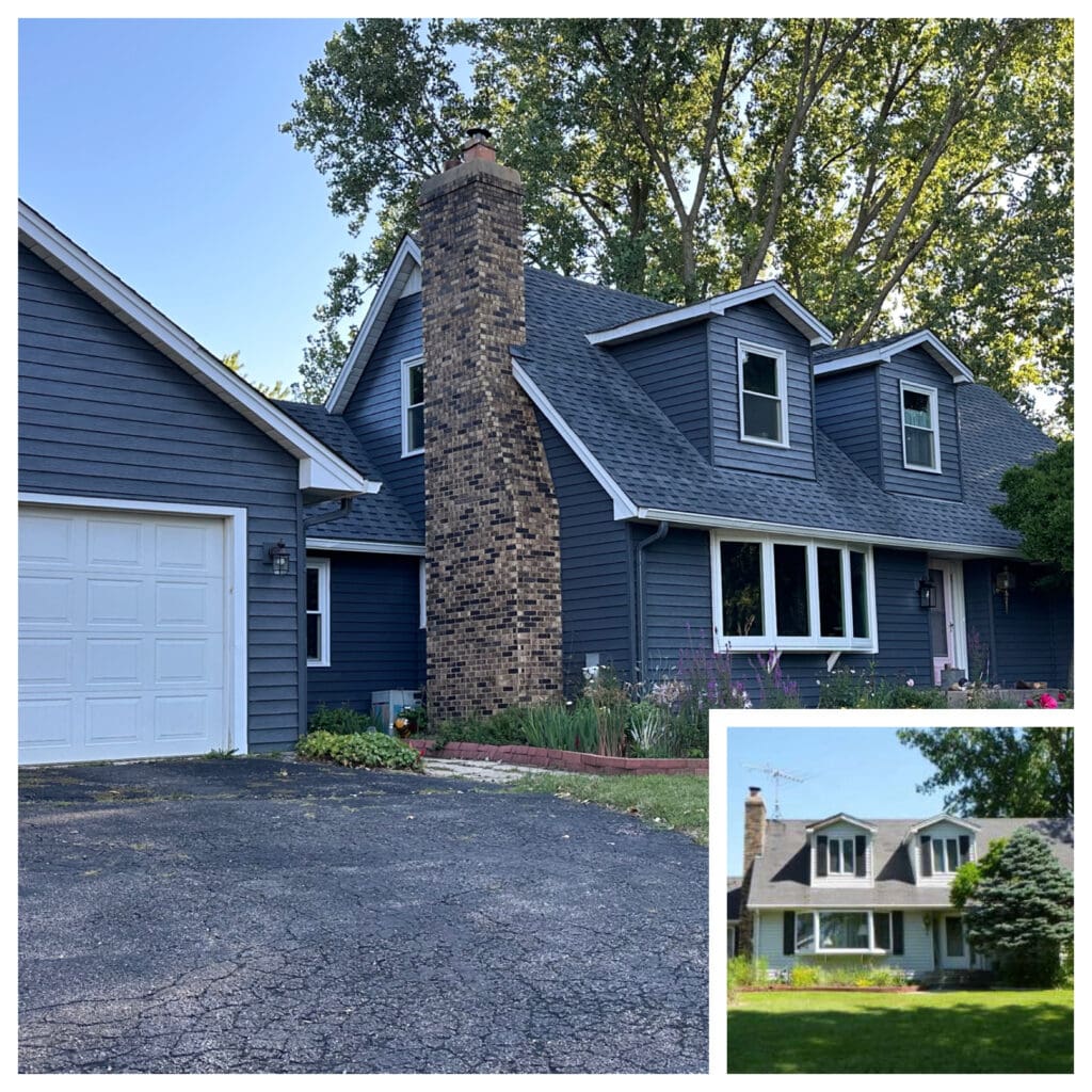 Dark Gray painted exterior -before and after