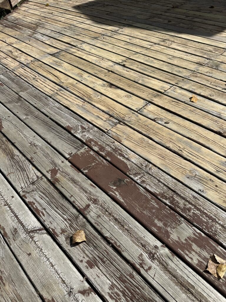 old deck paint and deck stain removed from wood deck