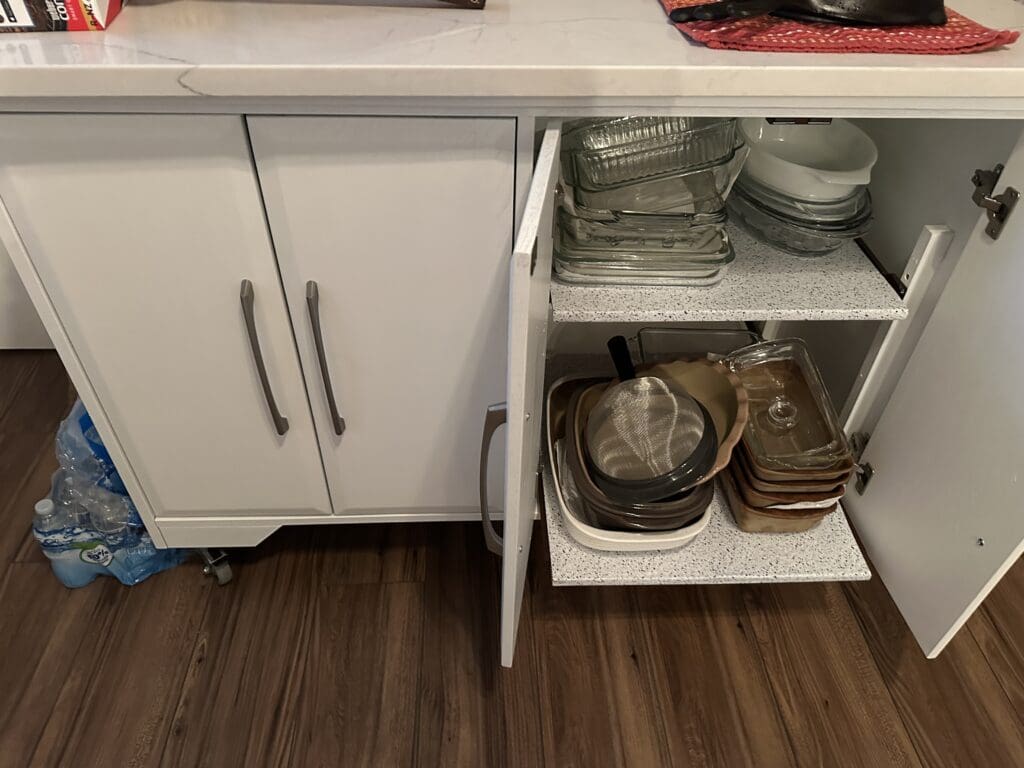 TV cabinet turned into a rolling kitchen island